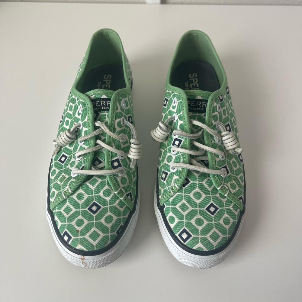 Sperry Green Geometric Canvas Shoes